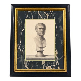 Antique 18th Century Italian Grand Tour Copperplate Engraving of Roman Bust, Attributed to Domenico Campiglia For Sale