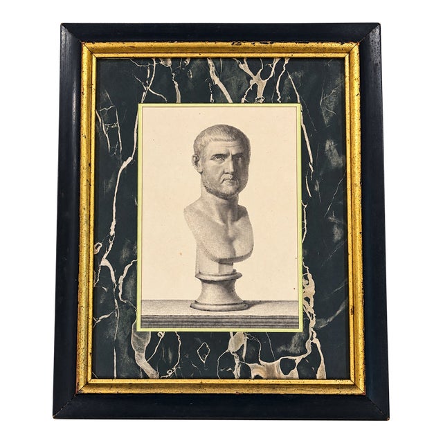 Antique 18th Century Italian Grand Tour Copperplate Engraving of Roman Bust, Attributed to Domenico Campiglia For Sale