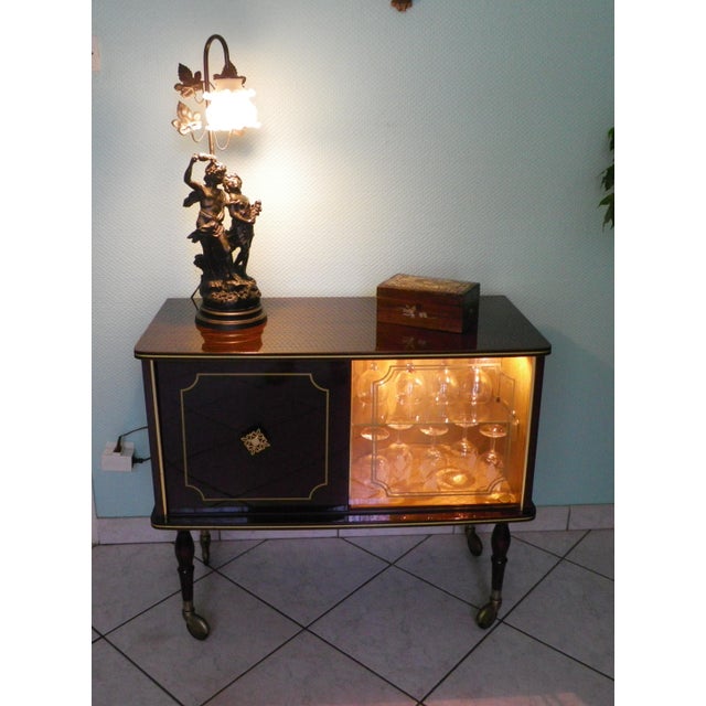 Illuminated Bar Cabinet in Lacquered Wood, 1960s For Sale - Image 3 of 18