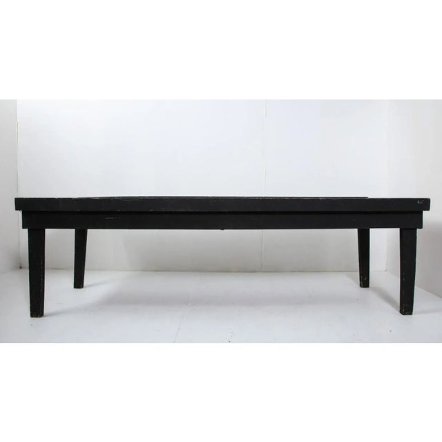 American 20th Century American Primitive Rustic Black Painted Oak Work Table For Sale - Image 3 of 12
