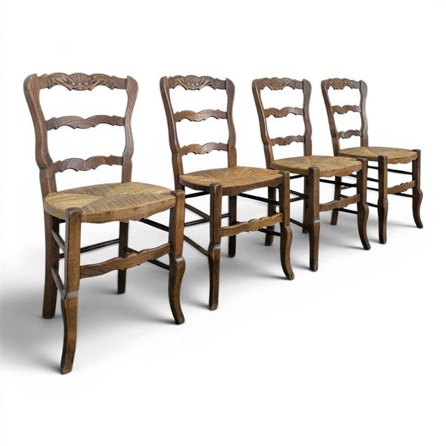 Louis XV Style Straw-Seated Chairs, Set of 4 For Sale - Image 9 of 9