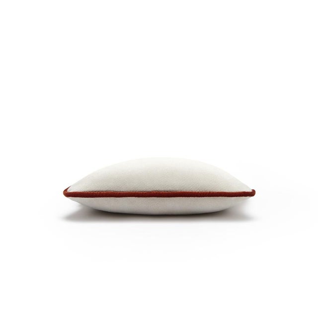 The Gift Micro Cushion in White Velvet with Brick Piping by Lorenza Briola for Lo Decor For Sale - Image 4 of 5