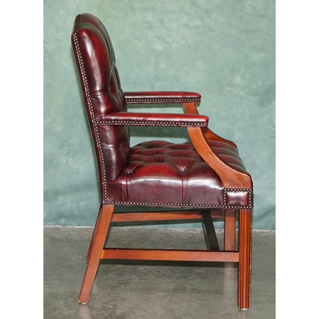 Georgian Oxblood Leather and Hardwood Gainsborough Library Armchair For Sale - Image 11 of 17