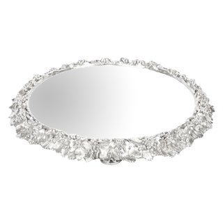 Victorian Silver Plated Mirrored Top Cake Stand For Sale