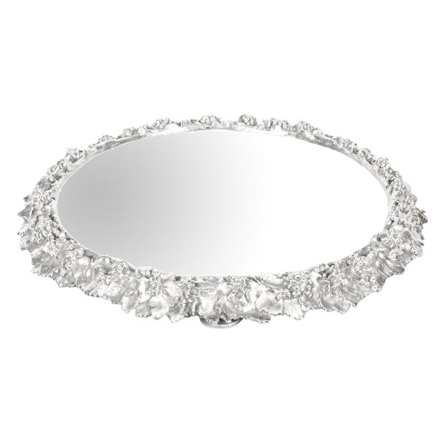 Victorian Silver Plated Mirrored Top Cake Stand For Sale