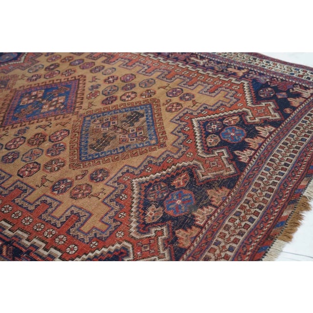 Brown Antique Afshar Rug 3'11'' x 4'5'' For Sale - Image 8 of 11