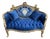 1940 French Louis XVI Gold Beech Blue Velvet Settee For Sale
