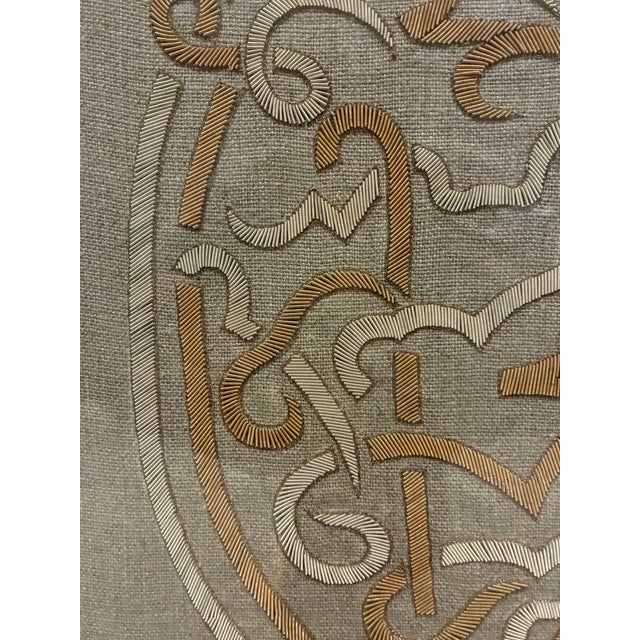 Trowbridge Framed Metallic Gold & Silver Embroidery on Linen, 2006 For Sale - Image 4 of 7