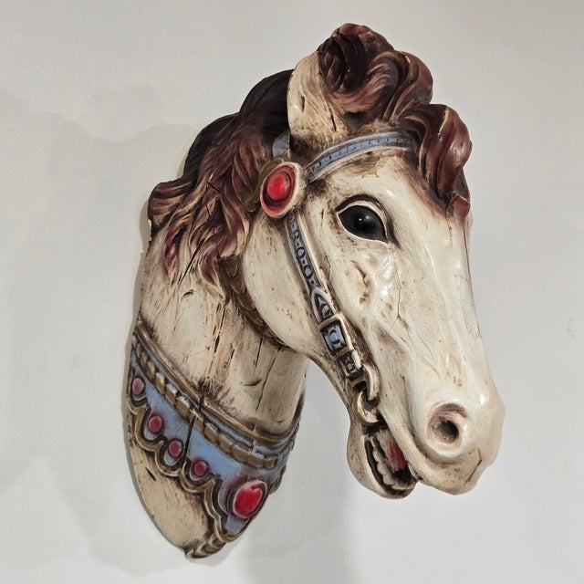 Rustic Mid Century Alfco Ny Carousel Horse Head Wall Mount Sculpture MCM Rustic Figurehead For Sale - Image 3 of 13