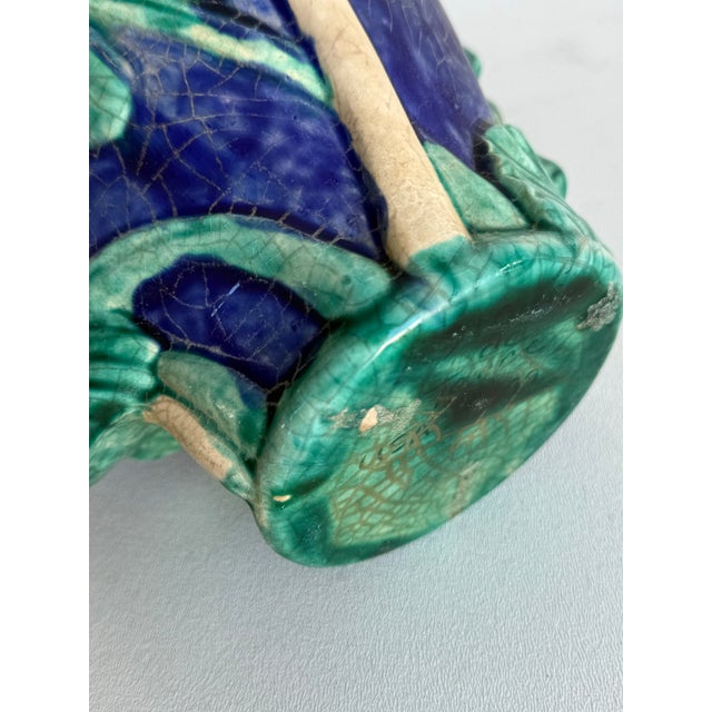 Ceramic Vintage Art Nouveau Relief Vase With Calla Lily and Foliage For Sale - Image 7 of 9