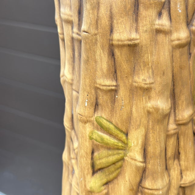 Vintage 1960's Faux Bamboo Ceramic Table Lamp For Sale - Image 4 of 12
