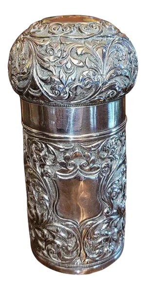 19c Anglo Indian Silver Perfume Bottle Case