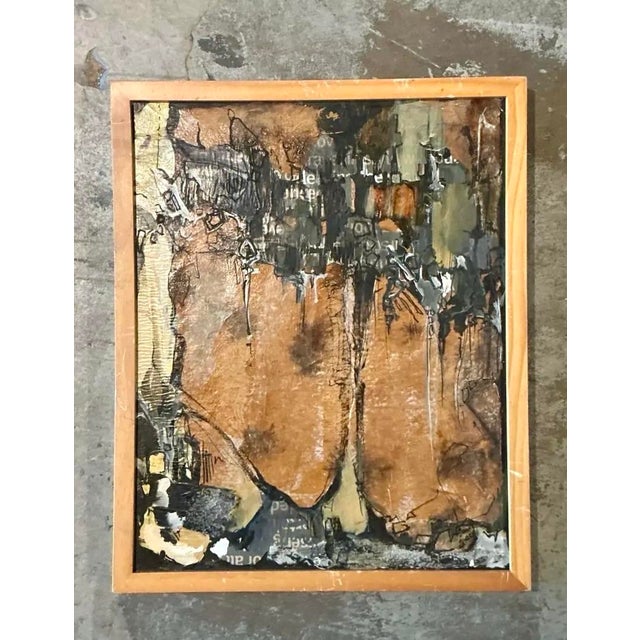 Vintage Boho Original Abstract Oil on Canvas For Sale In West Palm - Image 6 of 12