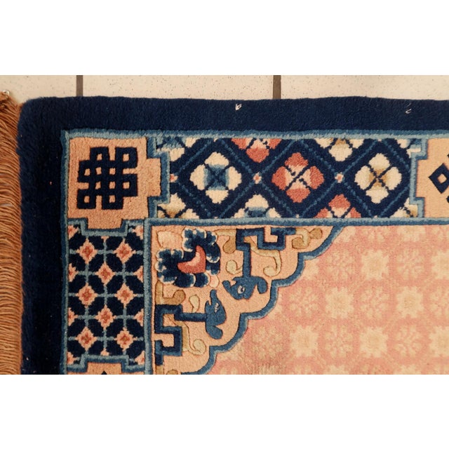 Navy Blue 1930s, Antique Chinese Art Deco Rug 2 X 4' For Sale - Image 8 of 12
