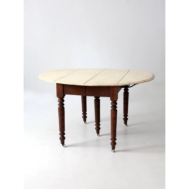 Antique Drop Leaf Table With Fifth Leg For Sale - Image 4 of 13