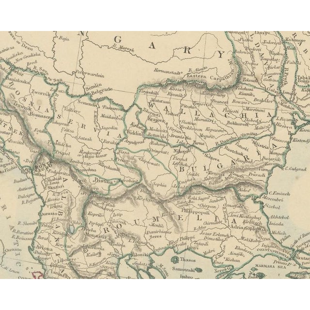 19th Century Antique Map of the Turkish Empire and Greece, 1858 For Sale - Image 5 of 9