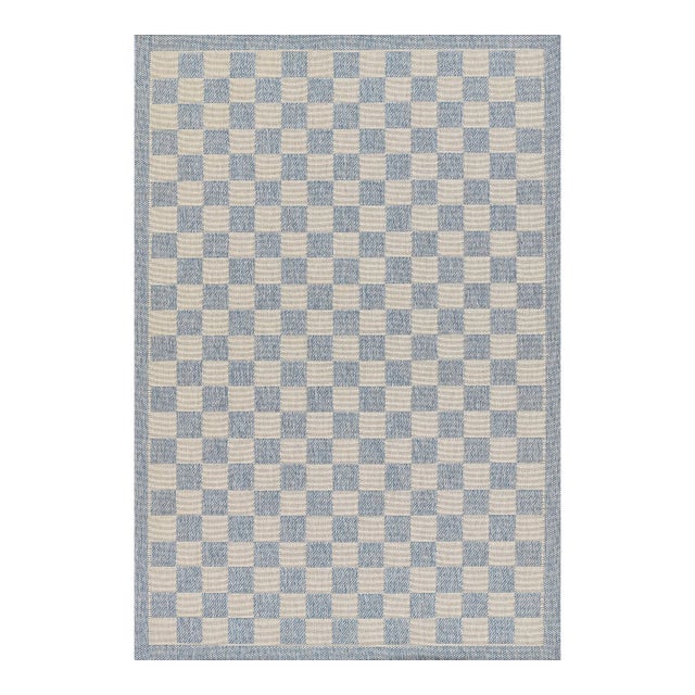 Erin Gates by Momeni Saybrook Check Blue Indoor/Outdoor Area Rug 8' X 10' For Sale