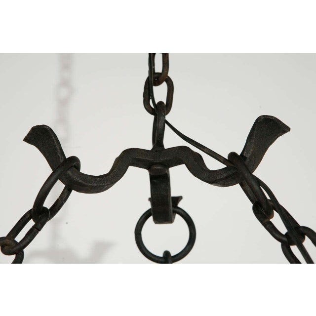 French Early 20th Century 6 Arm French Iron Ceiling Chandelier For Sale - Image 3 of 10