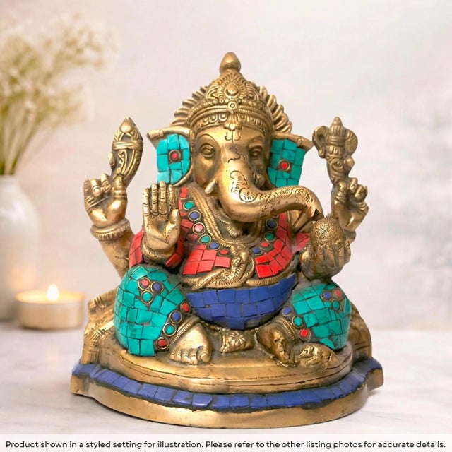 Invite the presence of the remover of obstacles into your sacred space with this breathtaking Jeweled Ganesha statue. A...