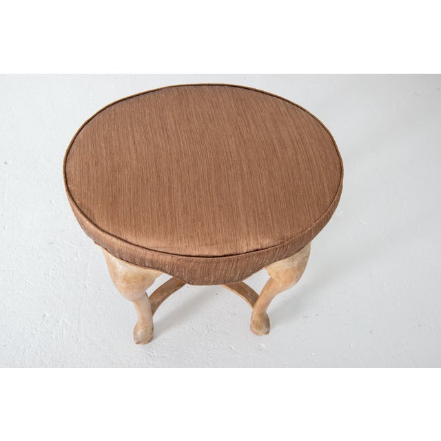 Mid-Century Modern Oval Upholstered Wood Bench, Spain, 1960s Design For Sale - Image 9 of 13