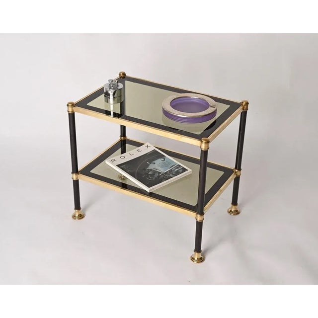 Mid-Century Brass and Black Metal Rectangular Coffee Table with Smoked Glass, 1970s For Sale - Image 14 of 18