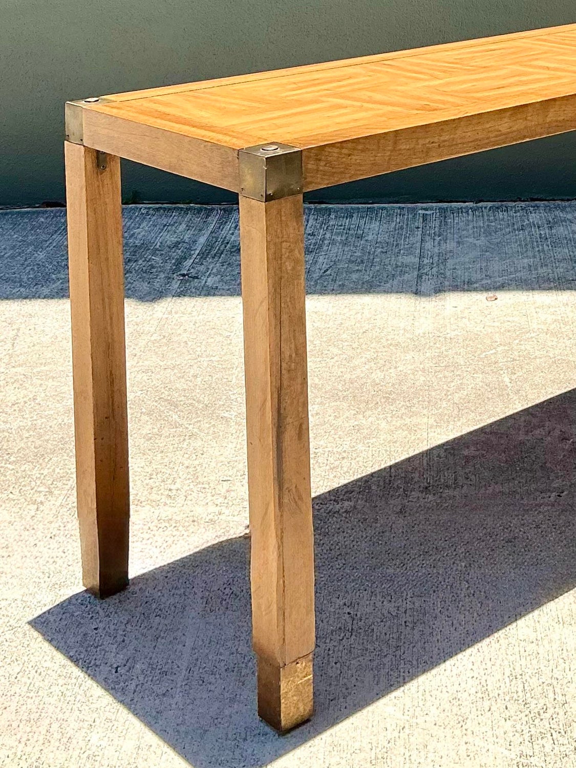 Vintage Brass Detail Campaign Console Table - Side view