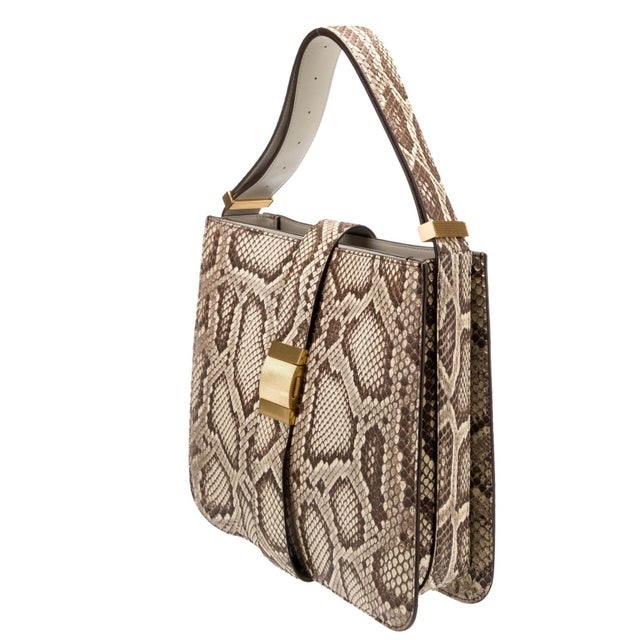 2020s Bottega Veneta Python Marie Snakeskin Shoulder Bag Gold Plated For Sale - Image 5 of 10