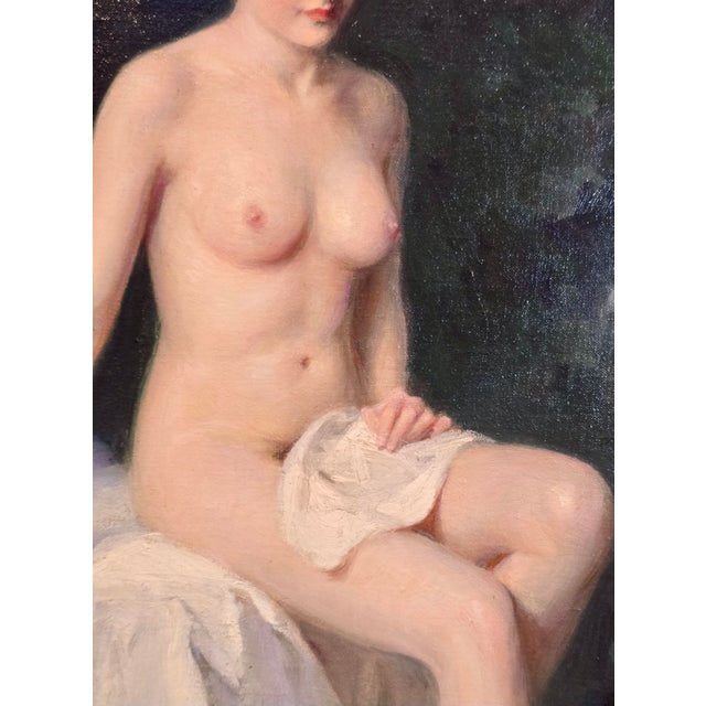 Alfred Georges Hoën 1920s French Academic Oil Painting of a Nude Bather For Sale In Los Angeles - Image 6 of 13
