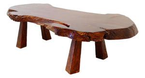 Large Mid-Century Brutalist Live Edge Coffee Table, 1950s
