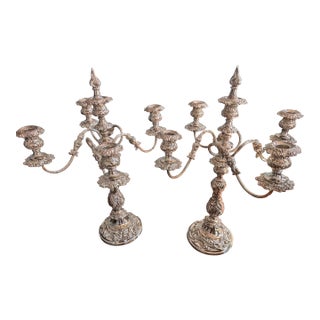 Barker Ellis 1930-40's 5 Arm Candelabra Pair. For Sale
