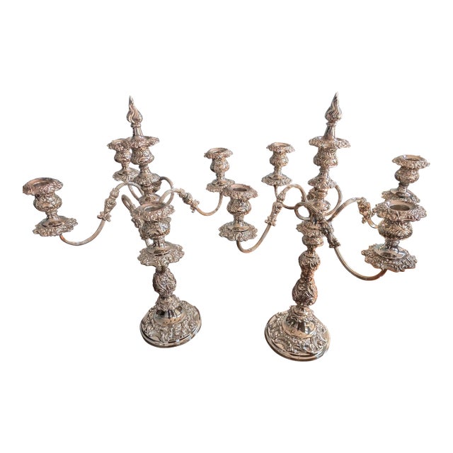 Barker Ellis 1930-40's 5 Arm Candelabra Pair. For Sale