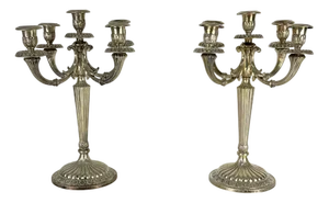 Italian 800 Silver 5-Flame Candlesticks, 1980s, Set of 2