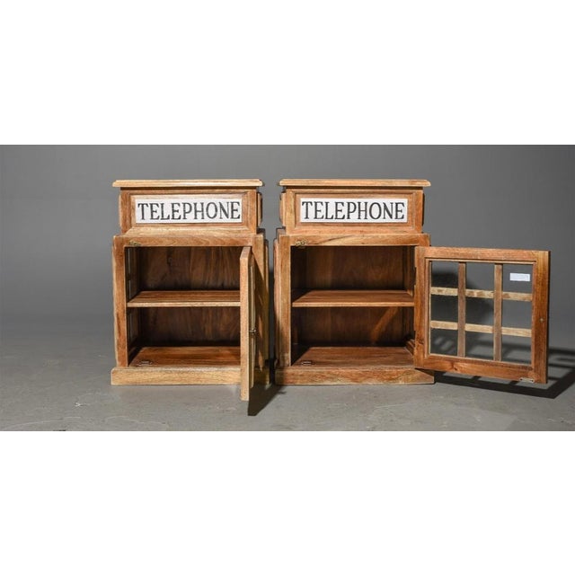 Wood and Glass Telephone Box Side Tables End Tables a Pair Chairish