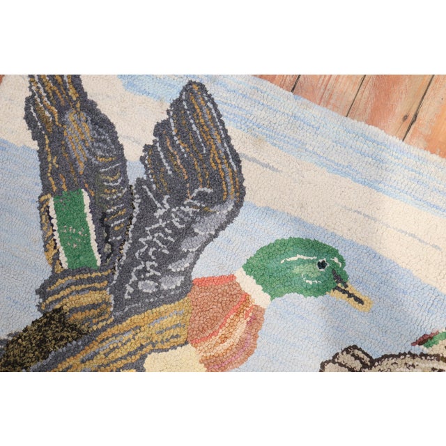Mid 20th Century Scenic Duck American Hooked Pictorial Rug For Sale In New York - Image 6 of 18