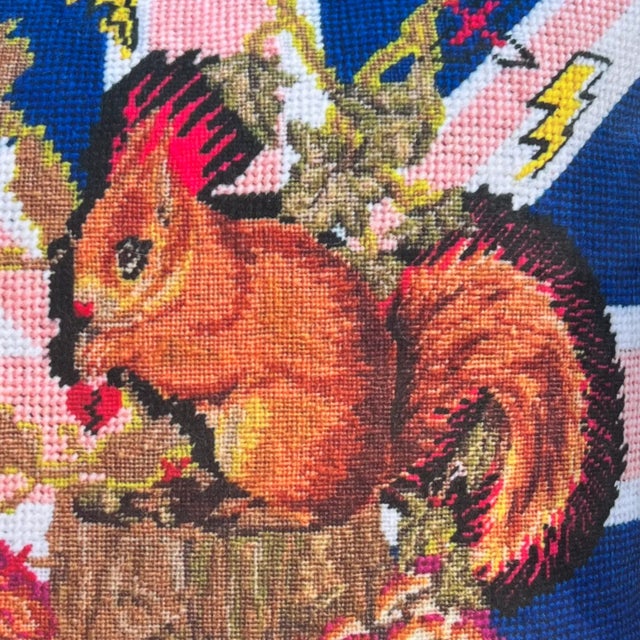 Contemporary Velvet "Punk Squirrel" Feather Down Pillow, Custom, Original For Sale - Image 3 of 5