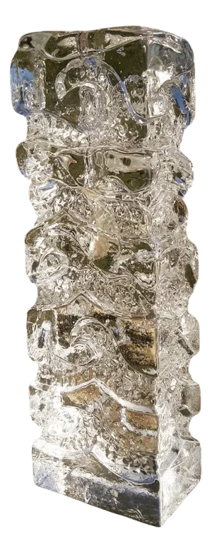 Ice Glass Block Vase, 1970s