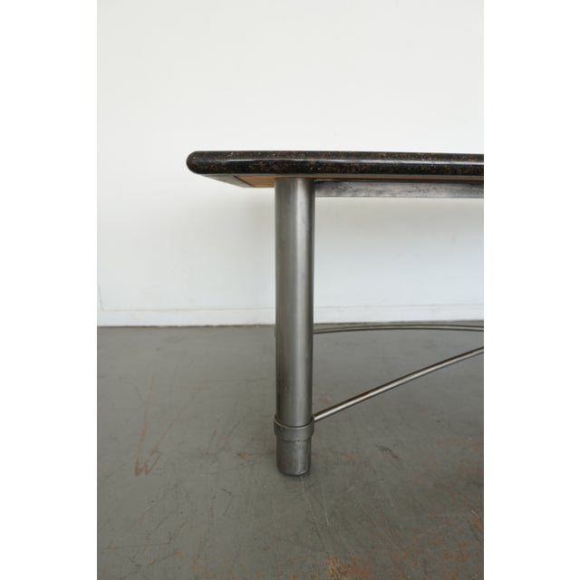 Black Vintage Marble-Top Table With Metal Base For Sale - Image 8 of 14