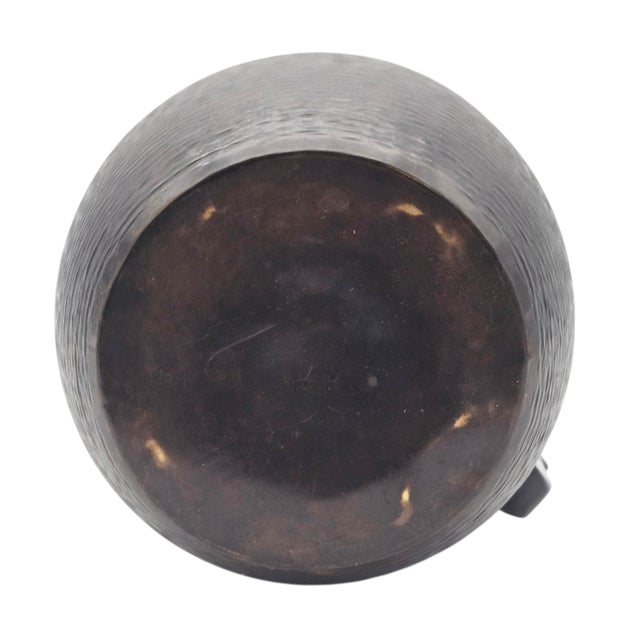 Vintage Japanese-Style Cast Metal Teapot With Hammered Texture and Crest Cartouches For Sale - Image 16 of 16