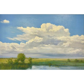 Summer Sky Over the Marsh Original Oil Painting by G. Hodges For Sale