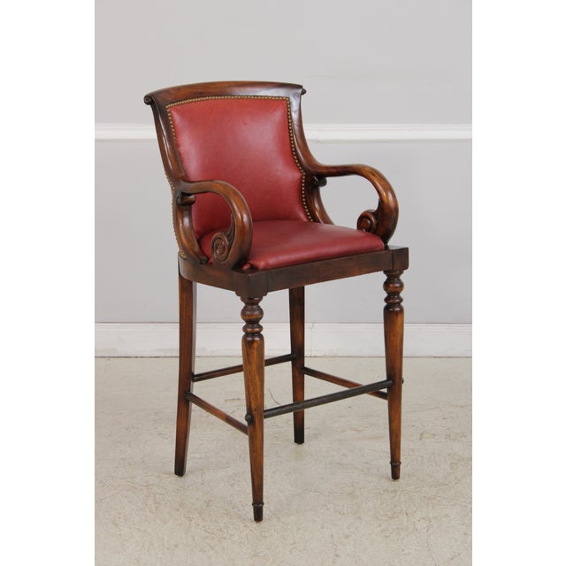 Age: Approx: 20 Years Old Details: Nice Scrolled Arms High Quality Construction High Quality Red Leather Un-Marked As To...