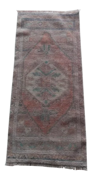 Front of Kitchen Sink Rug Hand Made Faded Mini Rug 1'5" X 3'3"