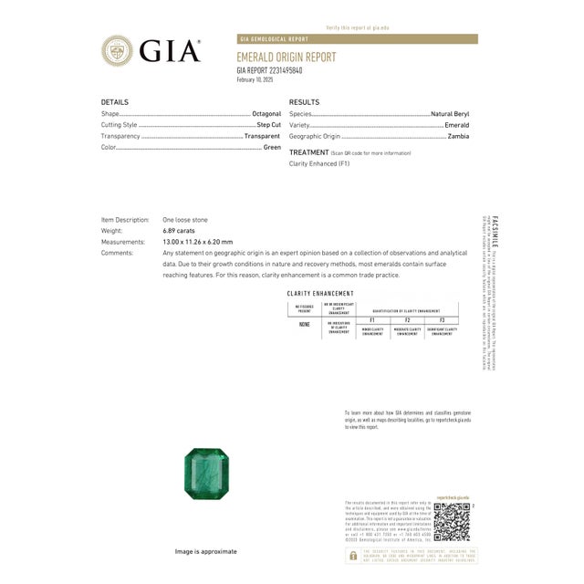 Green 7.64 Ct Gia Certified Natural Zambian Emerald & Diamond Ring Size 7 For Sale - Image 8 of 8