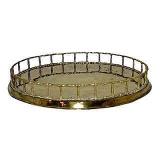 Faux Bamboo Oval Brass Tray For Sale