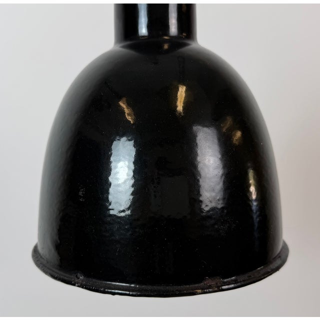 Vintage Industrial Black Enamel Ceiling Lamp, 1950s For Sale - Image 4 of 15