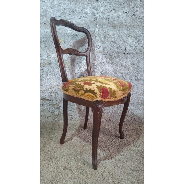 Napoleon III Carved Walnut Medallion Chair in Velvet Upholstery For Sale - Image 5 of 11