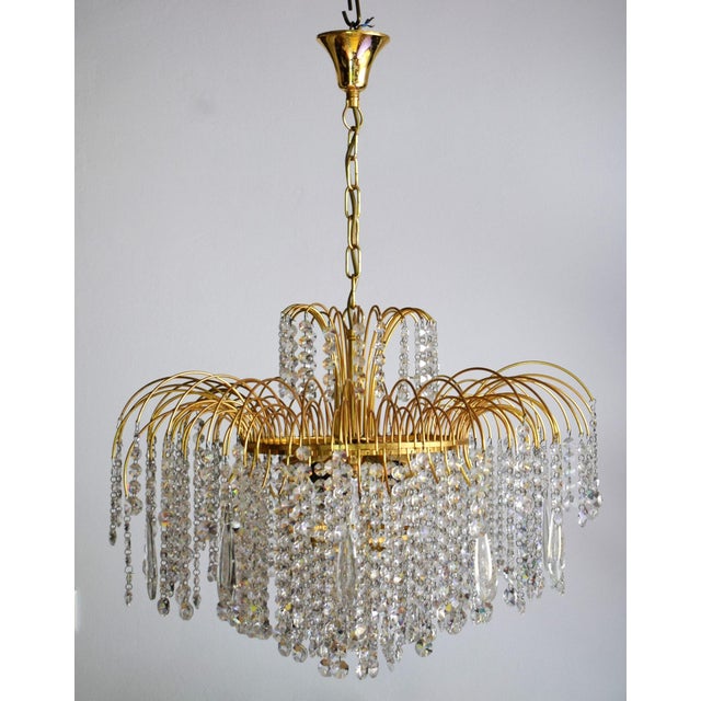 Large Hollywood Regency Swarovski Crystal Waterfall Chandelier, 1980s For Sale - Image 11 of 11