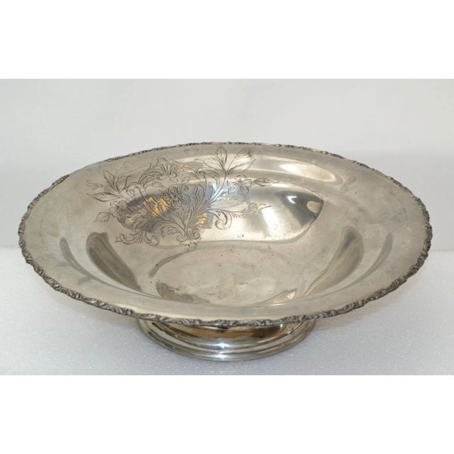 English Silver Plate Trademark Ornate Large Bowl Footed Serving Dish Punch Bowl For Sale - Image 13 of 13