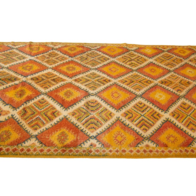 Textile Mid-20th Century Vintage Orange Moroccan Tribal Wool Rug For Sale - Image 7 of 13