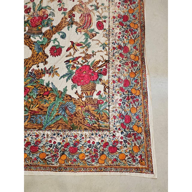 Antique Indian Export Palampore Tree of Life Panel in Hand-Block Printed Cotton, 19th Century For Sale - Image 6 of 13