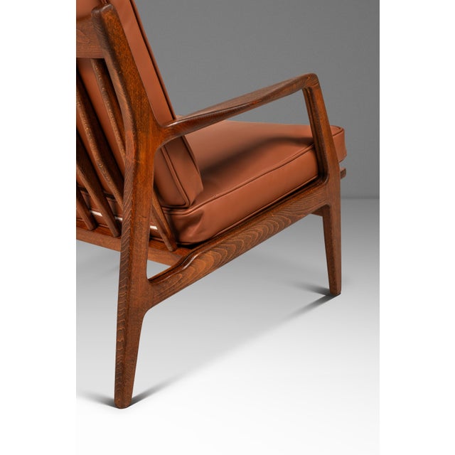 Restored Danish Modern Model 596 Lounge Chair in Beech & Leather Attributed to Lawrence Peabody & Ib Kofod Larsen for Selig, Denmark, C. 1950's For Sale - Image 12 of 18